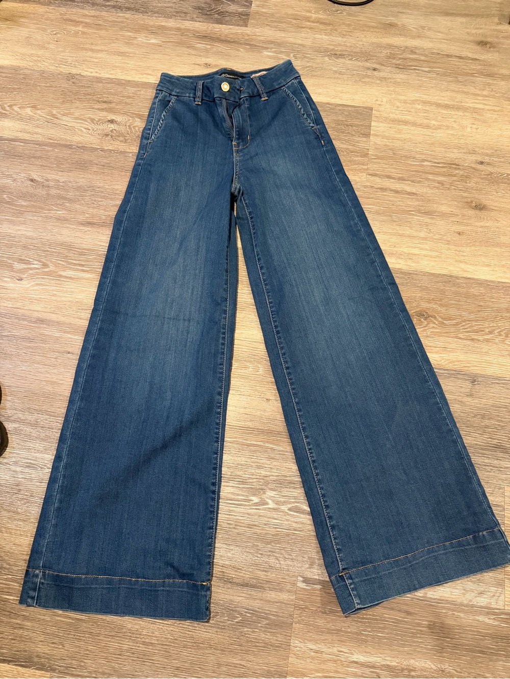 BCBGeneration Wide-Leg High Rise Jeans - Dark Blue Denim